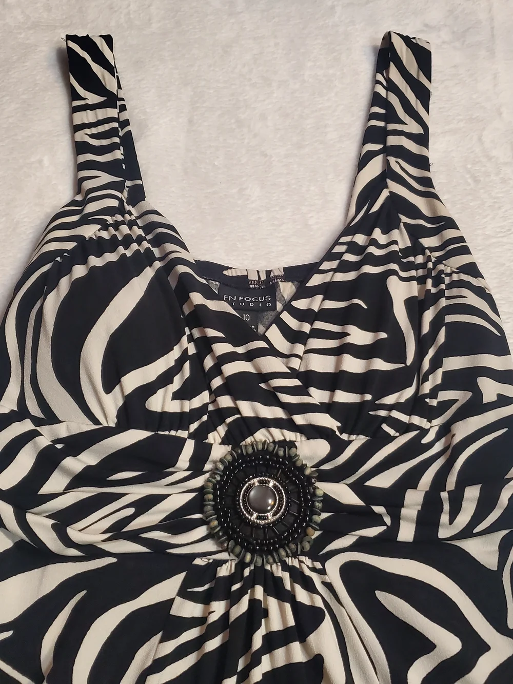 Enfocus Studio Black and White Zebra-Print High-Low Dress - Picture 3 of 4